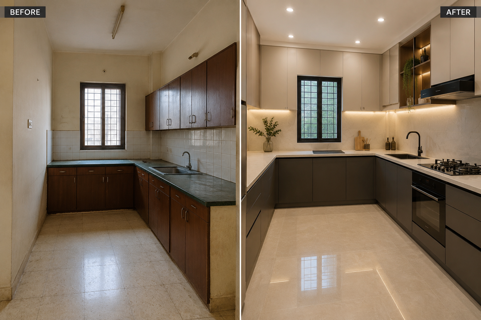 Kitchen before and after transformation